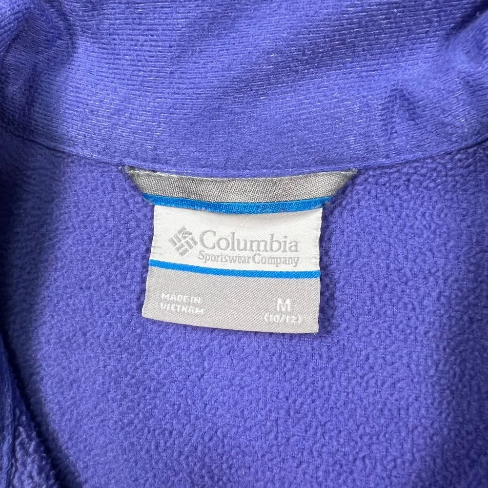 Columbia Fleece Vest Youth Medium 10/12 Purple Full Zip Kids Outdoor Sportswear